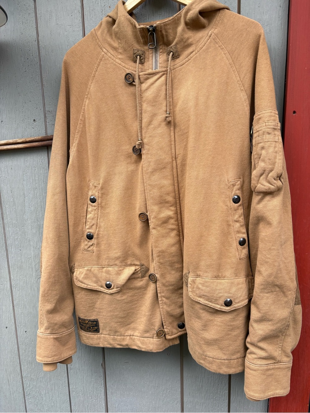 Polo Ralph Lauren Motorcycle sweater jacket full zip hoodie vintage men's large.